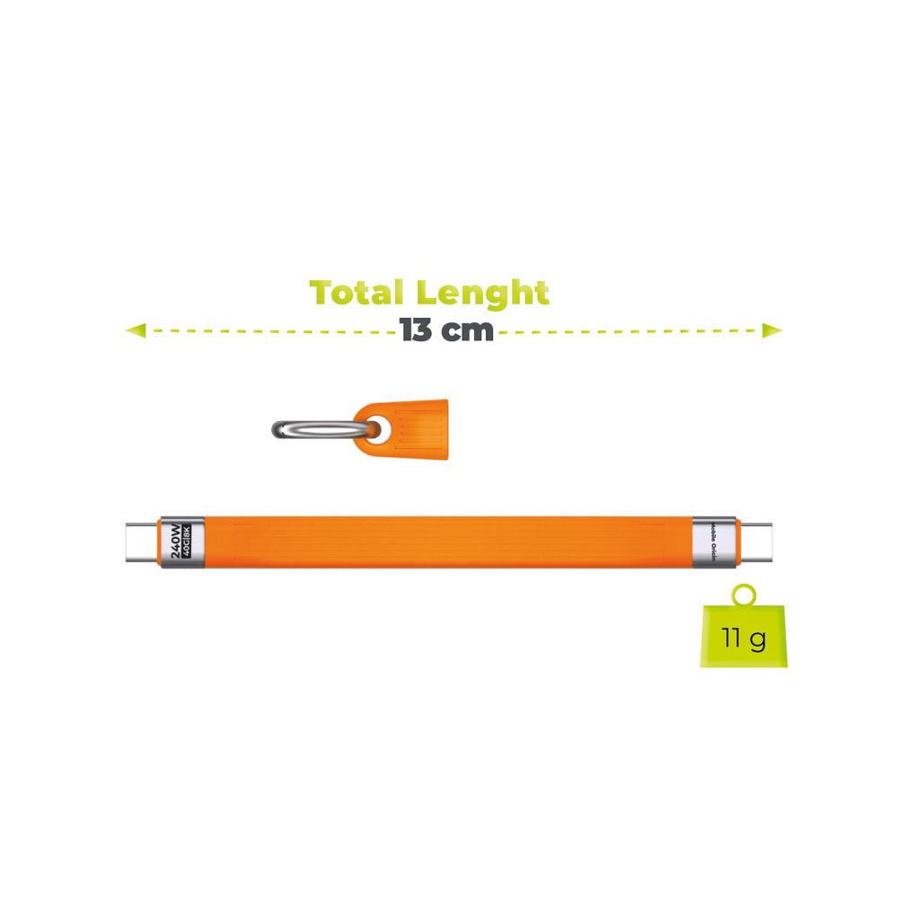 Mobile Origin 240W USB-C til USB-C Nøgleringskabel - 13cm - Orange