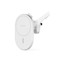 Epico Ellipse Magnetisk Mobilholder til Bil m. 15W Trådløs Opladning & 18W Biloplader - MagSafe Kompatibel - Hvid