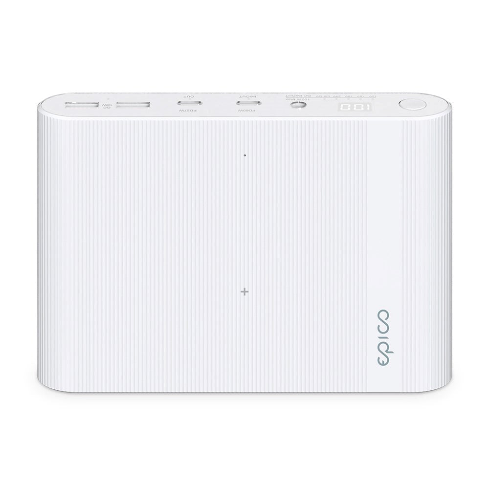 Epico Multifunktionel Powerbank m. USB-C, USB-A, DC + Biloplader - 26.800 mAh - Hvid