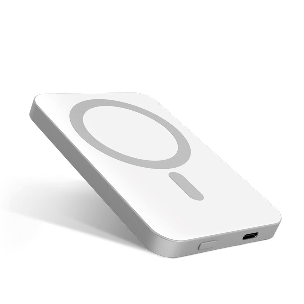 Epico 20W Aluminium Magnetisk Powerbank 5.000 mAh m. USB-C Kabel - MagSafe Kompatibel - Sølv