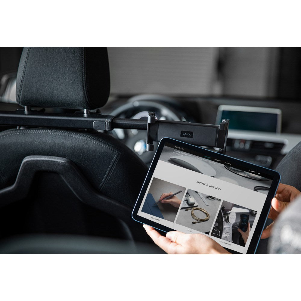 Epico Mobil og Tabletholder m. Udtrækkelig Arm Til Bilens Nakkestøtte (14 - 28,5 cm) - Sort