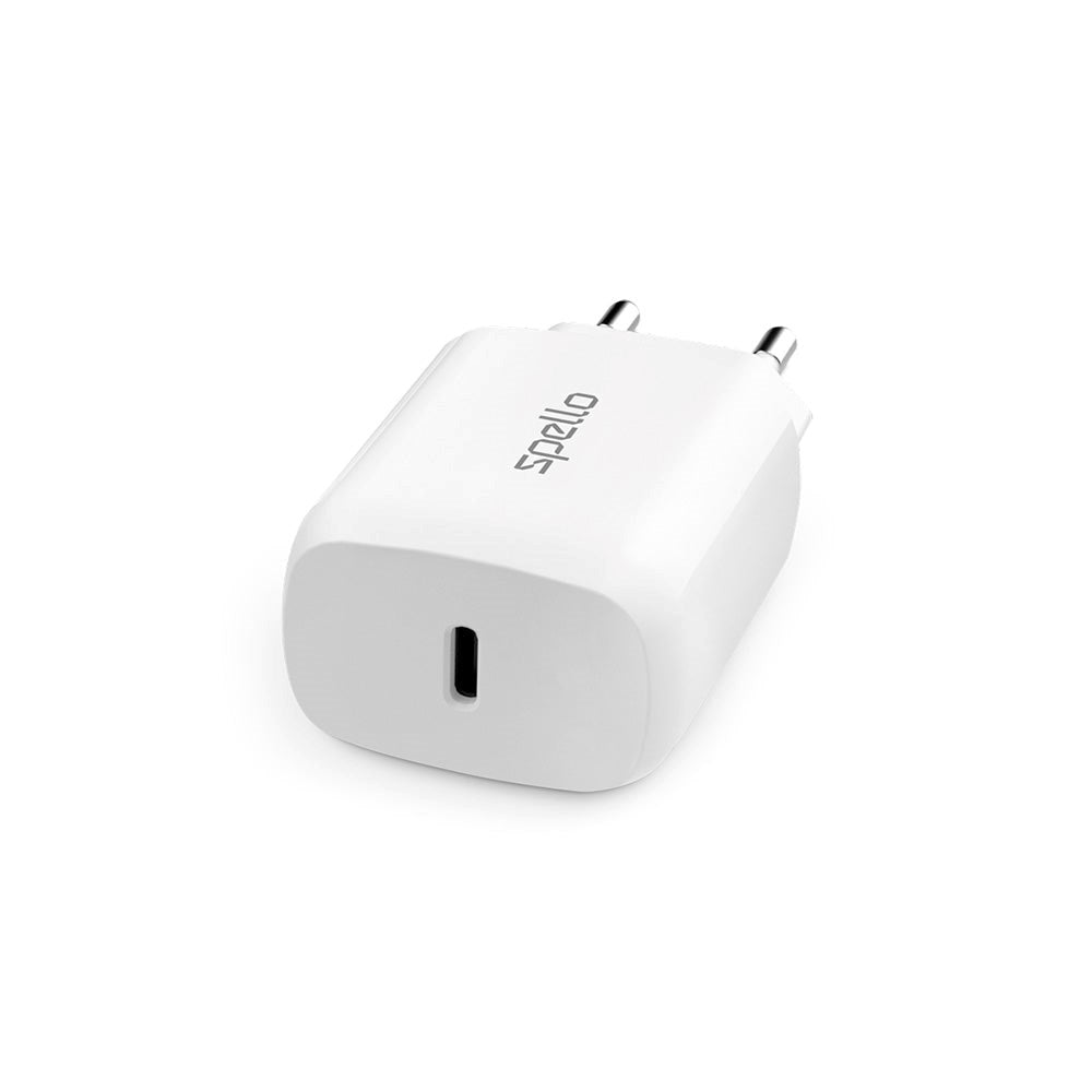 Spello 20W PD Vægoplader m. USB-C - Hvid
