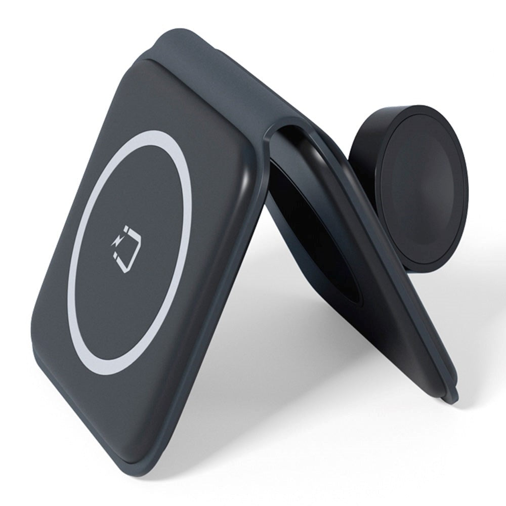 Spello 2-i-1 Foldbar Trådløs Oplader 15W - Sort