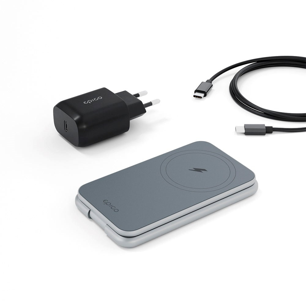 Epico Mag+ Charging Stand - 3-i-1 Trådløs Oplader - MagSafe Kompatibel - Space Grey