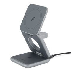 Epico Mag+ Sammenfoldelig 3-i-1 15W Trådløs Oplader m. 25W USB-C Vægoplader & USB-C Kabel - MagSafe Kompatibel - Space Grey