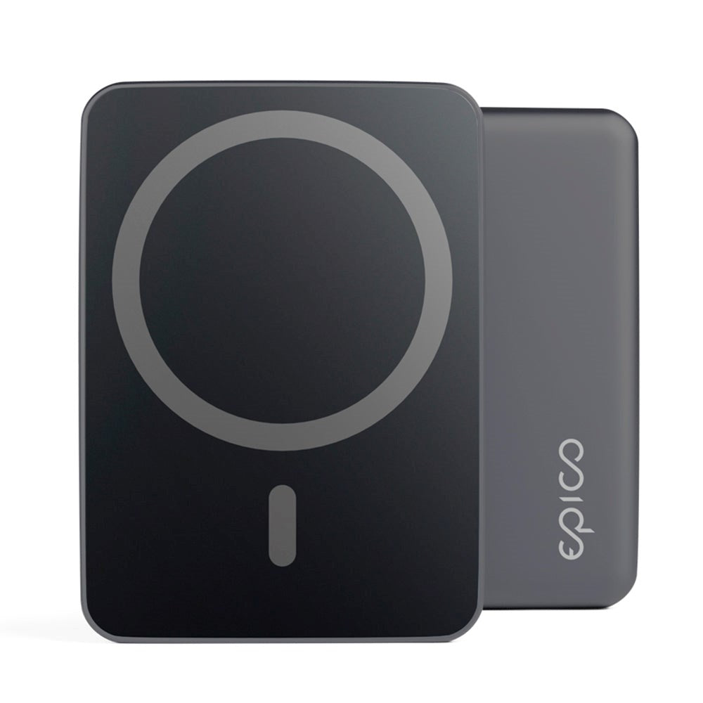 Epico Mag+ 20W Aluminium Magnetisk Powerbank 5.000 mAh m. USB-C Kabel - MagSafe Kompatibel - Grå