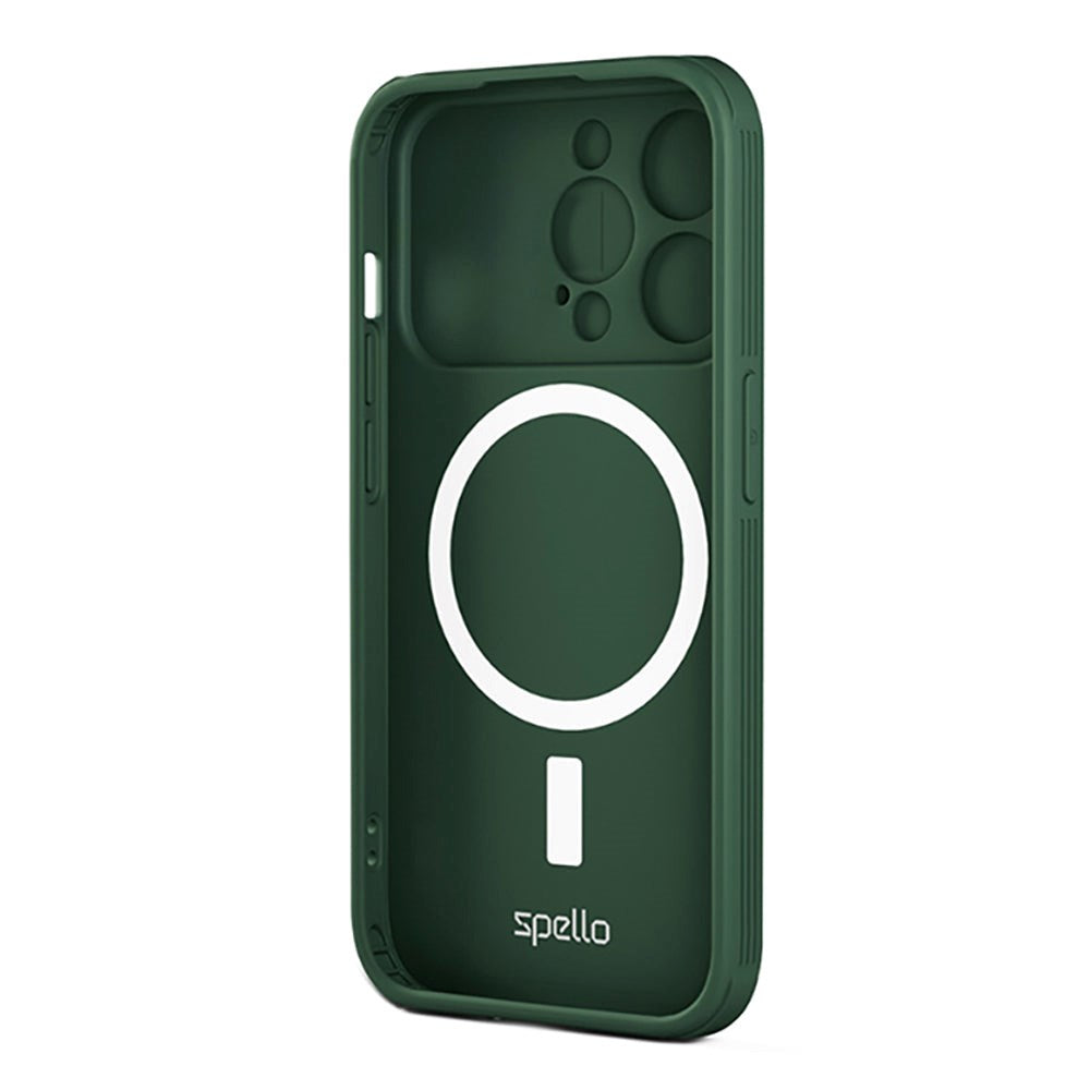 Spello iPhone 15 Durable Magnetic Case m. Cam Slider - MagSafe Kompatibel - Grøn