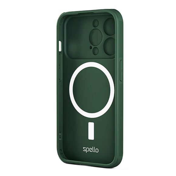 Spello iPhone 15 Durable Magnetic Case m. Cam Slider - MagSafe Kompatibel - Grøn