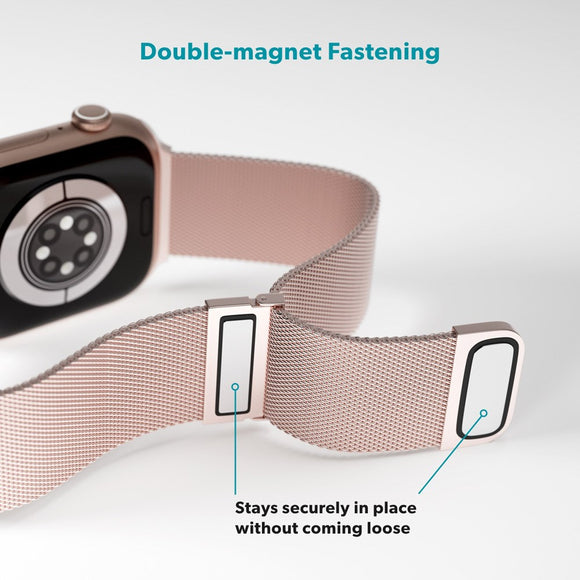 Apple Watch (38/40/SE/41/42mm) Epico Milanese+ (Plus) Rustfri Stål Rem - Rose Gold