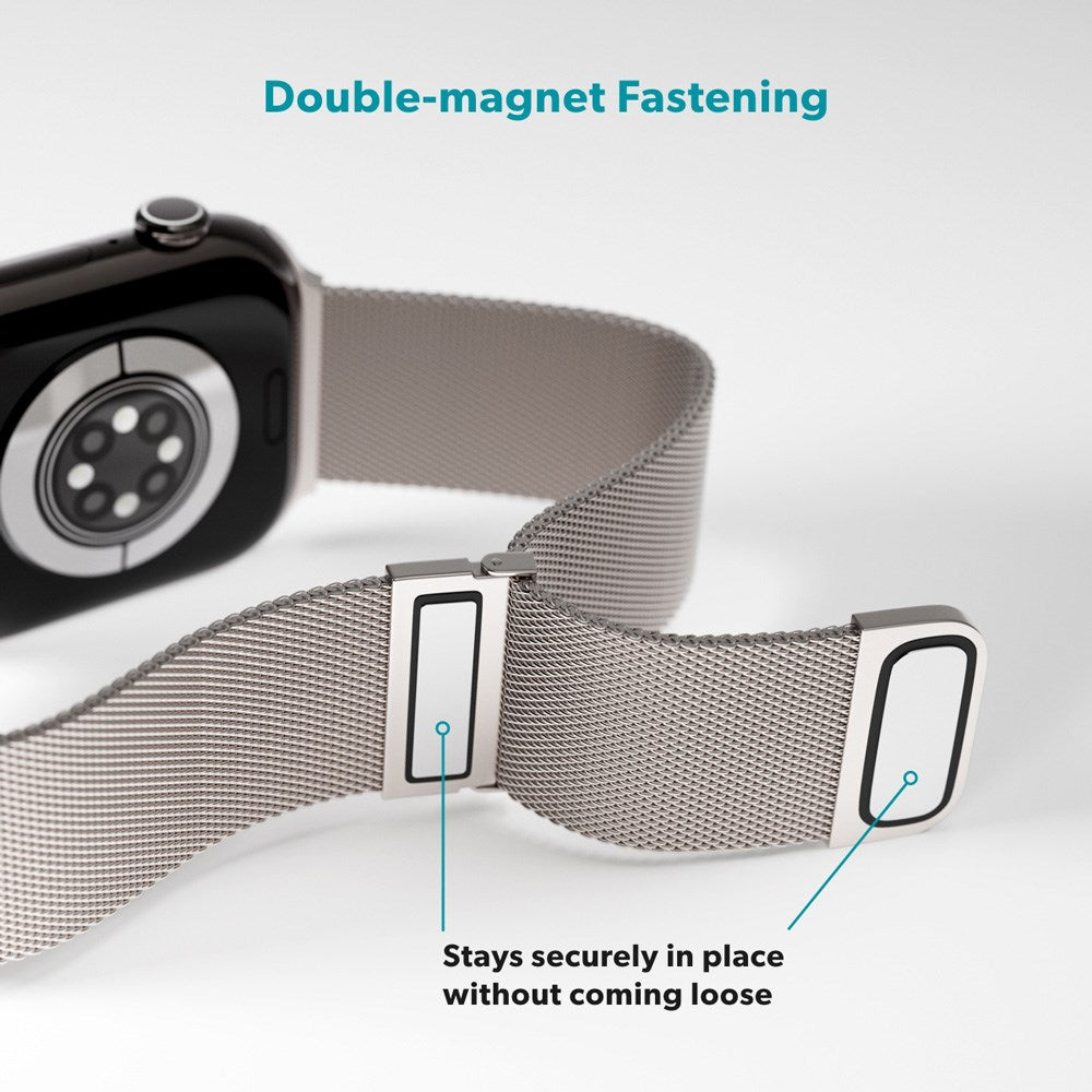 Apple Watch (38/40/SE/41/42mm) Epico Milanese+ (Plus) Rustfri Stål Rem - Starlight - (DEMO)