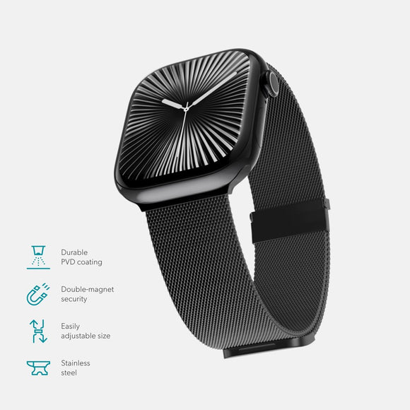 Apple Watch (38/40/SE/41/42mm) Epico Milanese+ (Plus) Rustfri Stål Rem - Space Gray