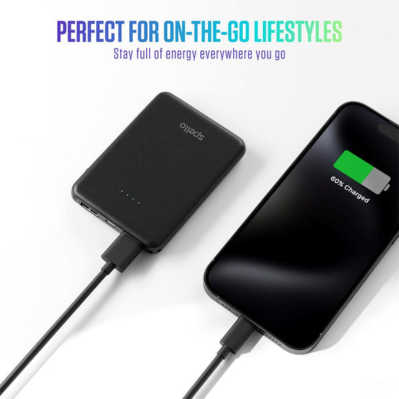 Spello Pocket 10W Powerbank m. 2 x USB-A - 5.000 mAh - Sort