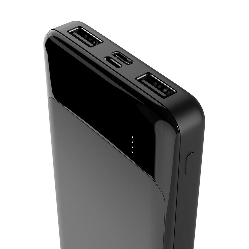 Spello Slim 10W Powerbank m. 2 x USB-A & 1 x USB-C - 10.000 mAh - Sort