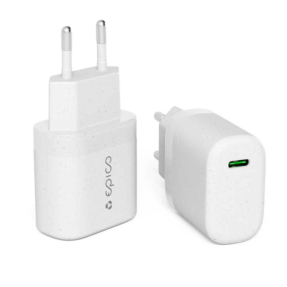 Epico Resolve USB-C Vægoplader PD 30W GaN m. USB-C til USB-C Kabel 1.2m  - Hvid