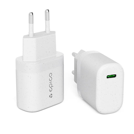Epico Resolve USB-C Vægoplader PD 30W GaN m. USB-C til USB-C Kabel 1.2m  - Hvid