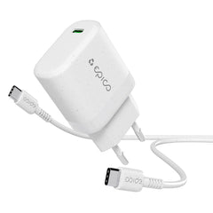 Epico Resolve USB-C Vægoplader PD 30W GaN m. USB-C til USB-C Kabel 1.2m  - Hvid