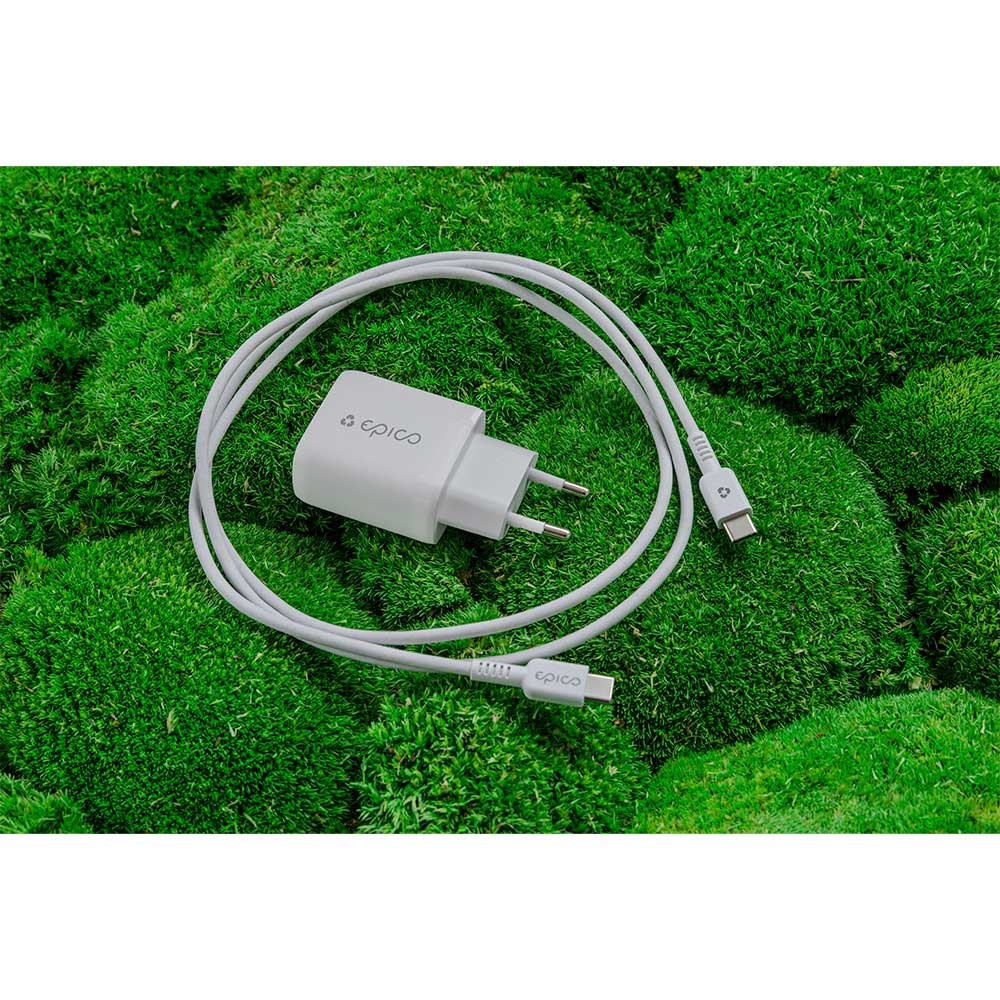 Epico Resolve USB-C Vægoplader PD 30W GaN m. USB-C til USB-C Kabel 1.2m  - Hvid