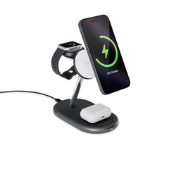Epico 3-in-1 Trådløs Oplader 15W - Mobil / AirPods / Apple Watch - MagSafe Kompatibel - Sort