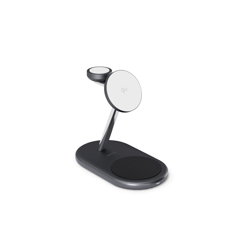 Epico 3-in-1 Trådløs Oplader 15W - Mobil / AirPods / Apple Watch - MagSafe Kompatibel - Sort
