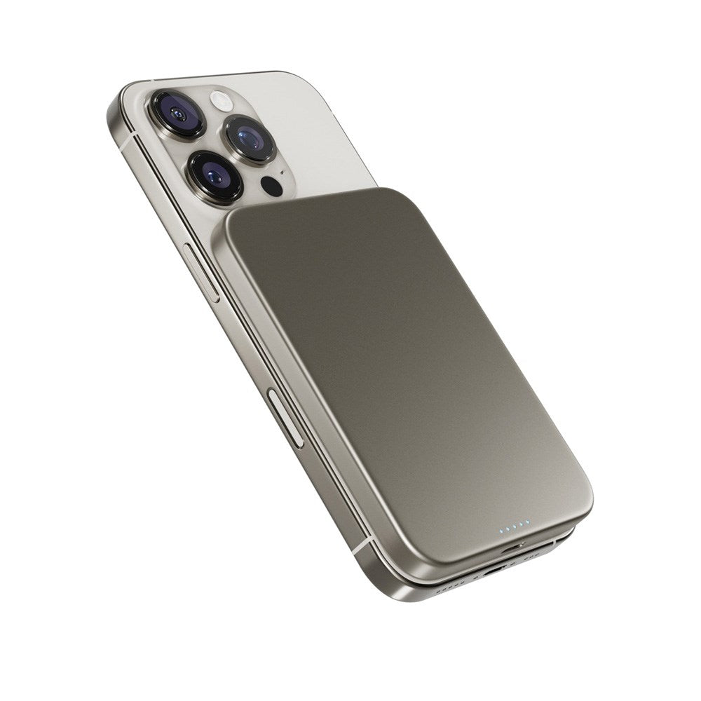 Epico 15W UltraPack EM51 Slim Alu Mag+ 5000 mAh Power Bank m. USB-C - Qi2 / MagSafe Kompatibel - Titanium