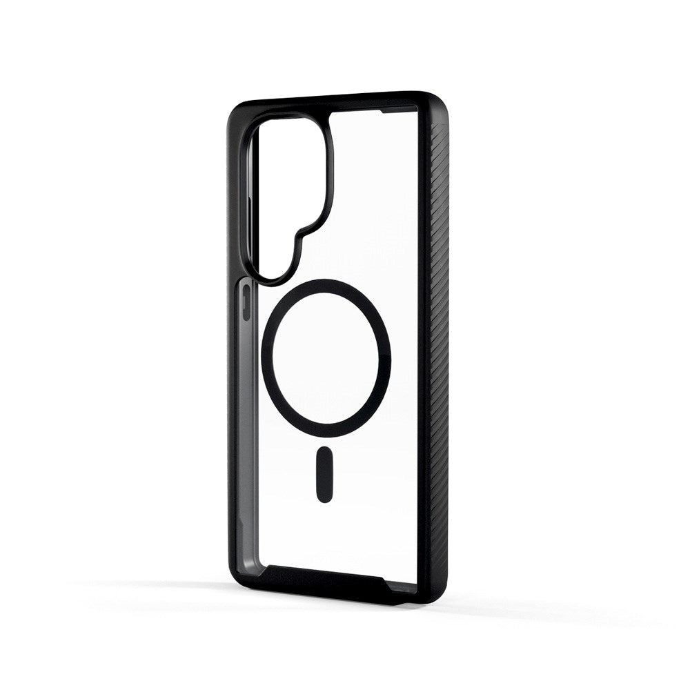 Samsung Galaxy S25 Ultra Spello Mag+ Rugged Cover - MagSafe Kompatibel - Gennemsigtig / Sort