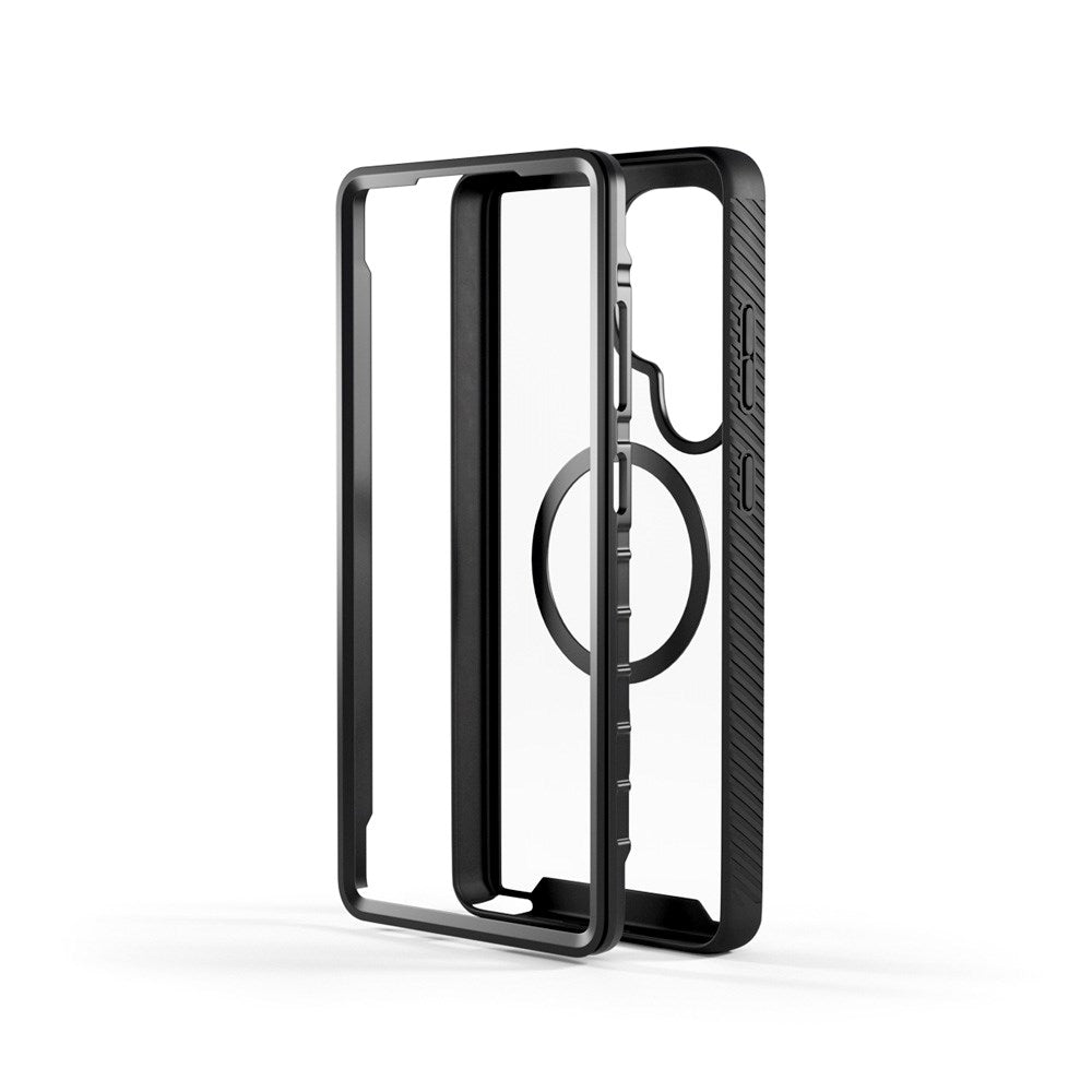 Samsung Galaxy S25 Ultra Spello Mag+ Rugged Cover - MagSafe Kompatibel - Gennemsigtig / Sort