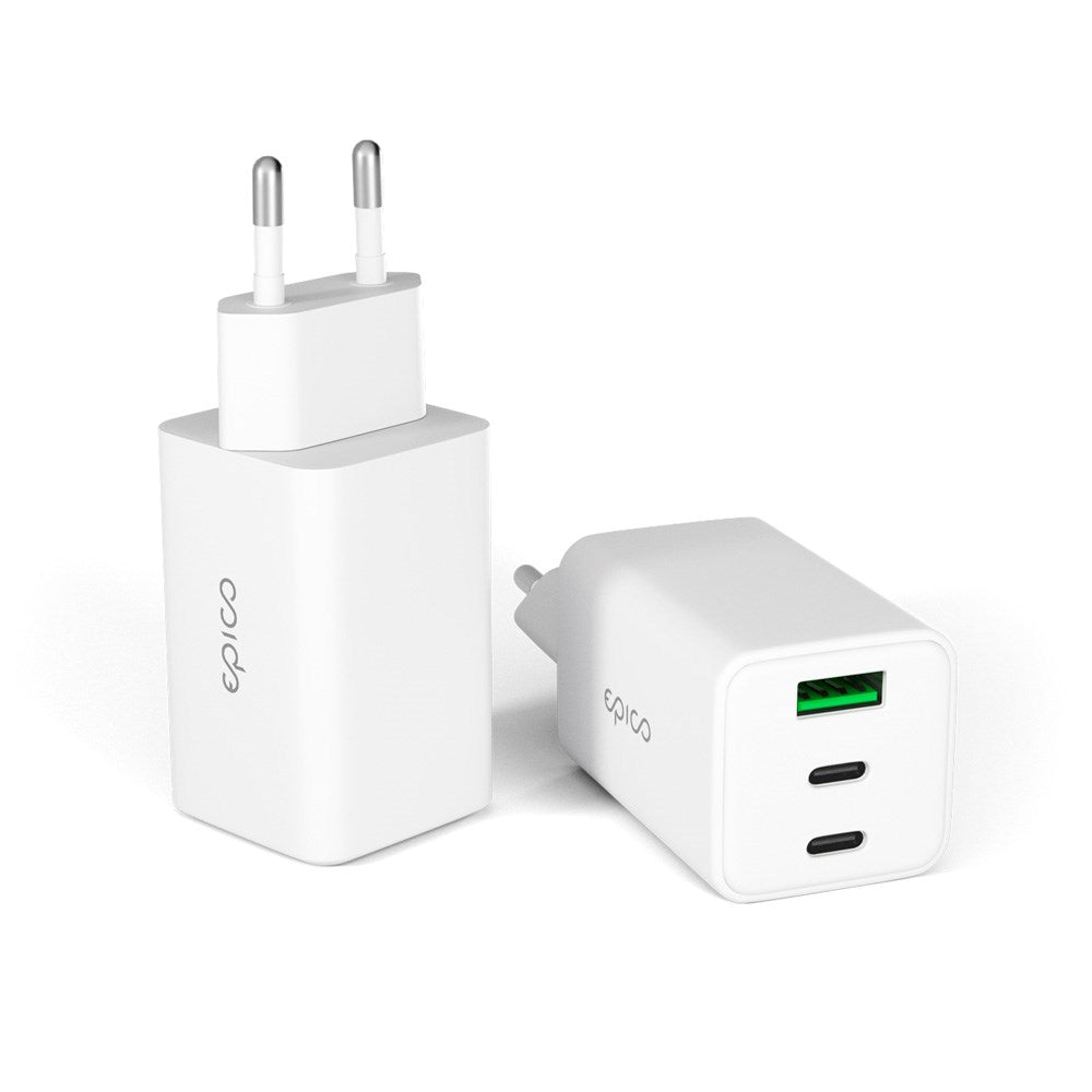 Epico UltraBoost GaN 65W Vægoplader - 2x USB-C / 1x USB-A - Hvid