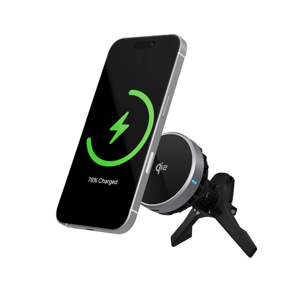 Spello Magnetisk Mobilholder til Bil m. Trådløs Opladning (15W) - Qi2 & MagSafe Kompatibel - Sort