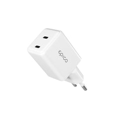 Epico UltraBoost GaN 35W Vægoplader m. 2x USB-C - Hvid