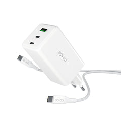 Epico UltraBoost GaN 100W Vægoplader m. 1.2m USB-C til USB-C Kabel - 2x USB-C / 1x USB-A - Hvid