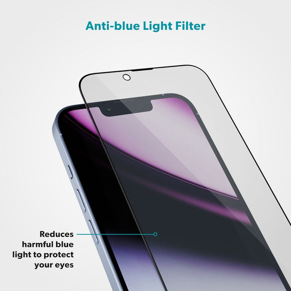 iPhone 17e / 16e / 14 / 13 / 13 Pro Epico AntiBlue Glass 3D Skærmbeskyttelsesglas m. Installationsramme - Gennemsigtig