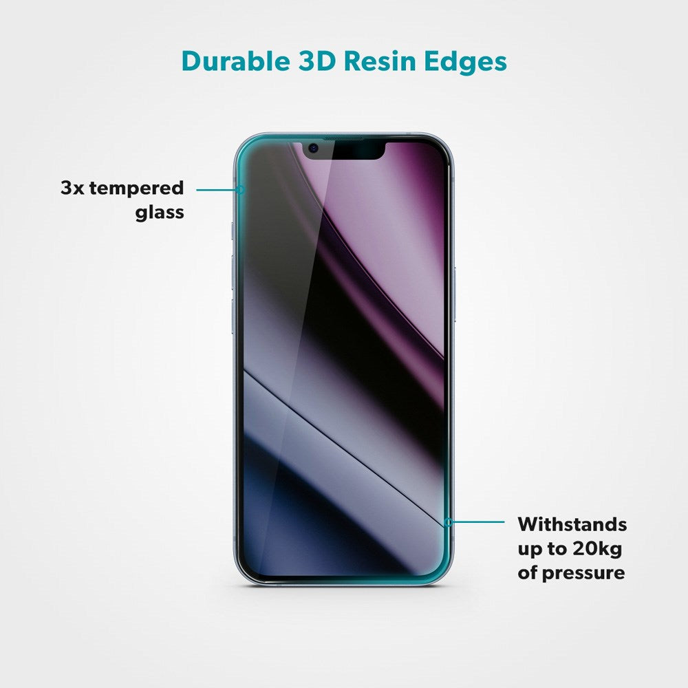 iPhone 17e / 16e / 14 / 13 / 13 Pro Epico AntiBlue Glass 3D Skærmbeskyttelsesglas m. Installationsramme - Gennemsigtig