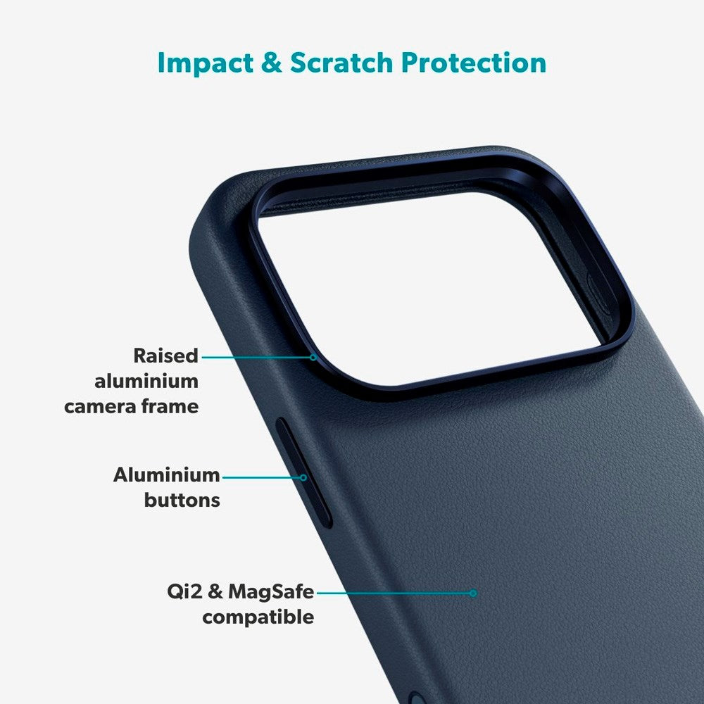 iPhone 17 Pro Max Epico Leather Pro Mag+ Cover - MagSafe Kompatibel - Blå