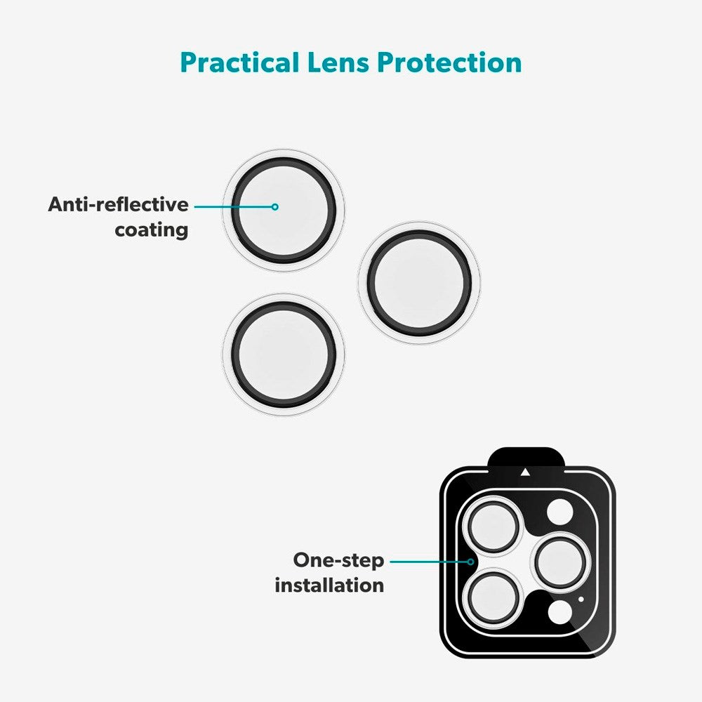 iPhone 17 Pro / 17 Pro Max Epico Glass Lens Kameralinsebeskyttelsesglas m. Installationsramme - Gennemsigtig