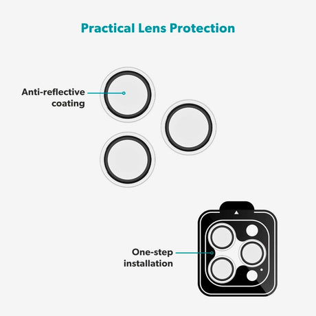 iPhone 17 Pro / 17 Pro Max Epico Glass Lens Kameralinsebeskyttelsesglas m. Installationsramme - Gennemsigtig