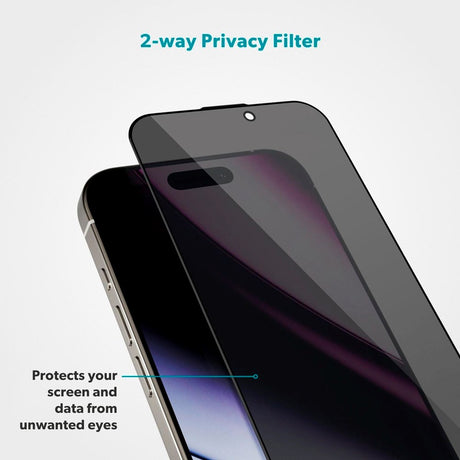 iPhone 17 Epico Privacy Glass 3D Skærmbeskyttelsesglas m. Installationsramme - Gennemsigtig