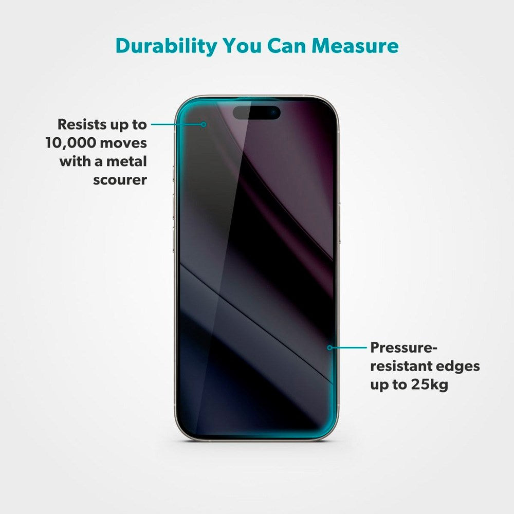iPhone 17 Pro Epico Privacy Glass 3D Skærmbeskyttelsesglas m. Installationsramme - Gennemsigtig
