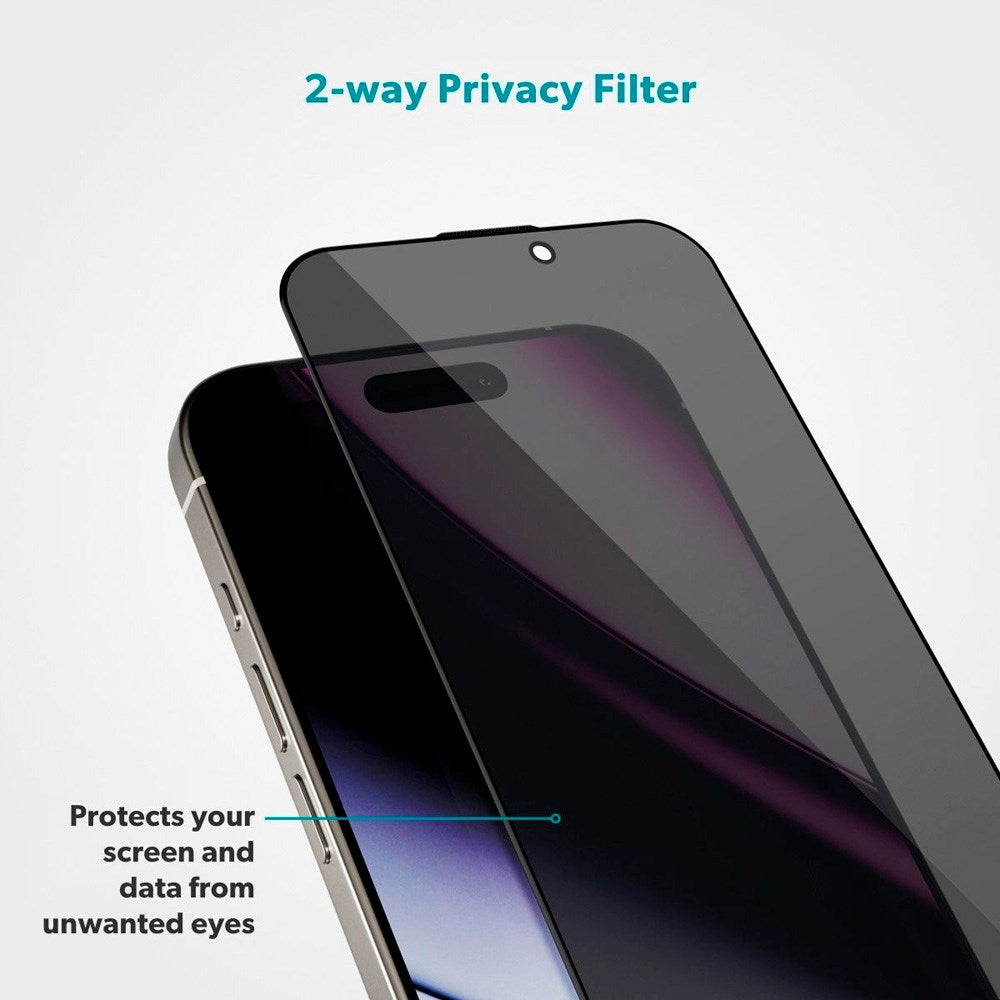 iPhone 17 Pro Epico Privacy Glass 3D Skærmbeskyttelsesglas m. Installationsramme - Gennemsigtig