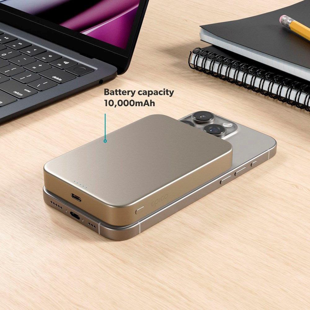 Epico UltraPack Qi2 Mag+ PowerBank 10.000 mAh - MagSafe Kompatibel - Titanium