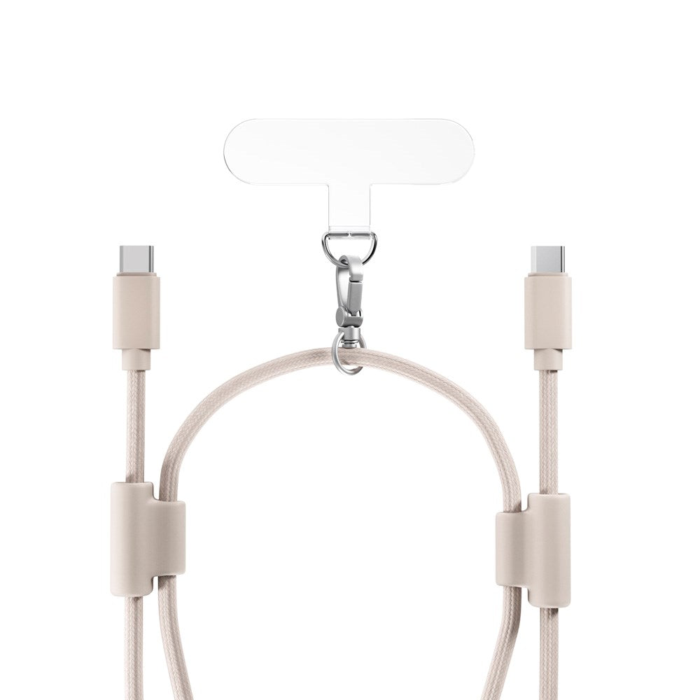 Epico 2-i-1 Mobilstrop m. Integreret USB-C til USB-C Kabel - Beige