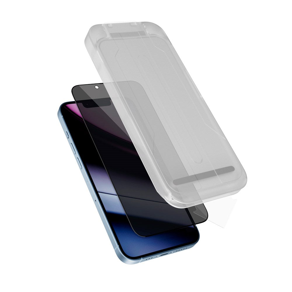 iPhone 15 Pro Max Epico Privacy Glass 3D Skærmbeskyttelsesglas m. Installationsramme - Gennemsigtig