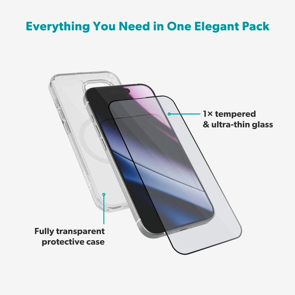 iPhone 17 Epico Beskyttelsessæt - MagSafe Cover & Skærmbeskyttelse - Gennemsigtig