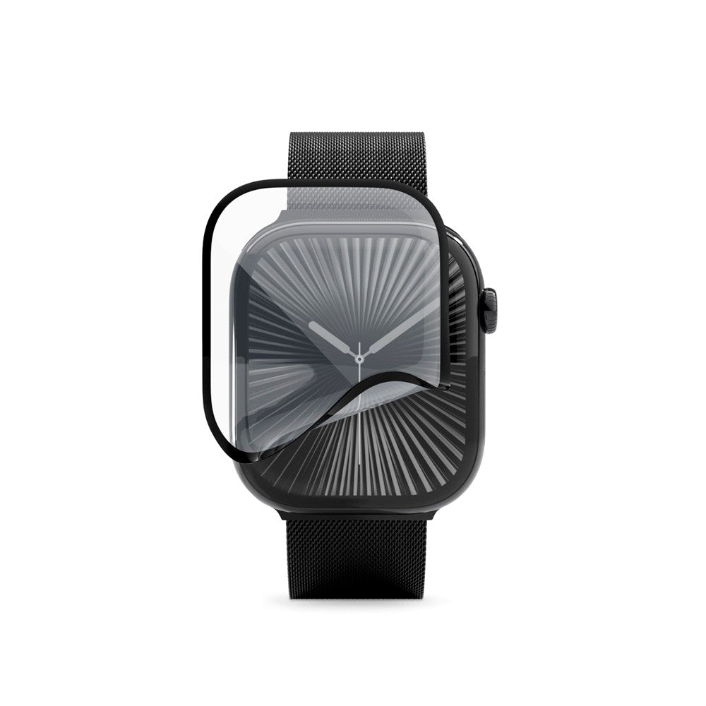 Apple Watch 11 / 10 (42mm) Epico 3D+ Flexiglass m. Installationsramme - Gennemsigtig / Sort Kant