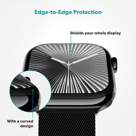 Apple Watch SE / 6 / 5 / 4 (40mm) Epico 3D+ Flexiglass m. Installationsramme - Gennemsigtig / Sort Kant