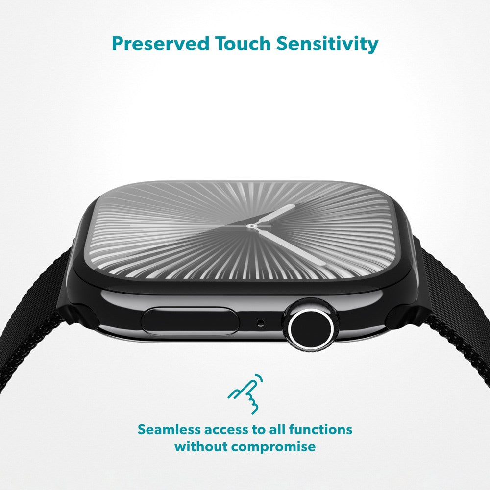 Apple Watch SE / 6 / 5 / 4 (44mm) Epico 3D+ Flexiglass m. Installationsramme - Gennemsigtig / Sort Kant