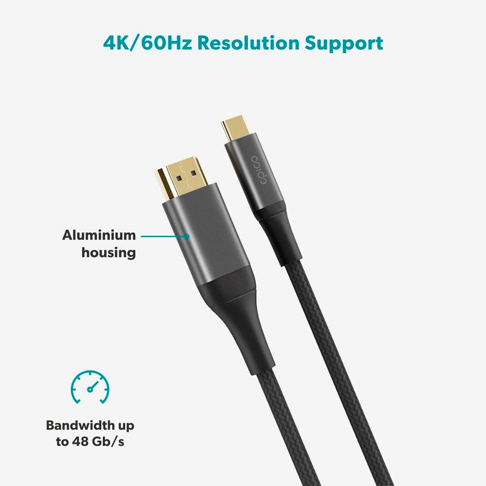 Epico UltraLink HDMI til USB-C Kabel - 2m - 4K / 60Hz - Space Grey