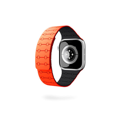 Apple Watch (38/40/SE/41/42) Epico Magnetic+ Silikone Rem - Orange / Sort