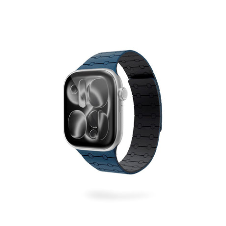 Apple Watch (38/40/SE/41/42) Epico Magnetic+ Silikone Rem - Blå / Sort