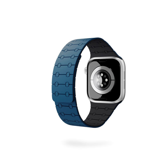 Apple Watch (38/40/SE/41/42) Epico Magnetic+ Silikone Rem - Blå / Sort