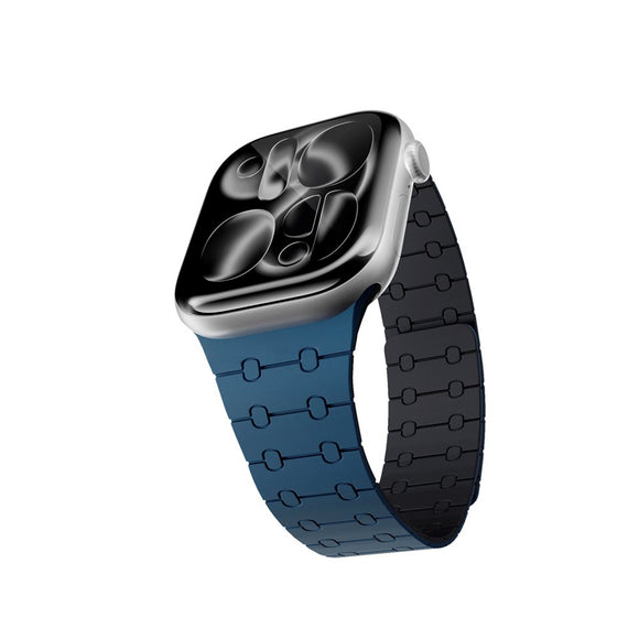 Apple Watch (38/40/SE/41/42) Epico Magnetic+ Silikone Rem - Blå / Sort